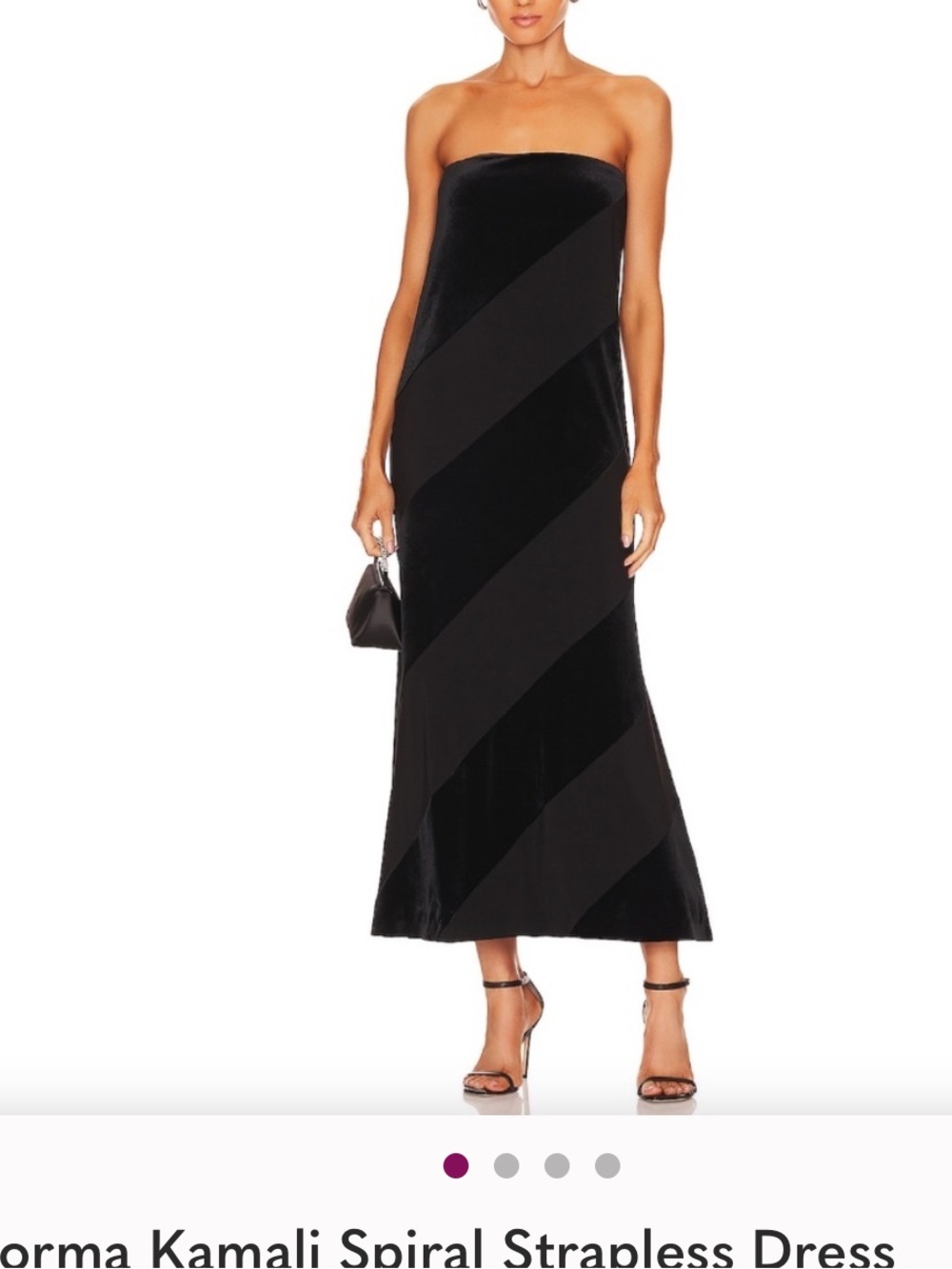 Norma Kamali Black Strapless Spiral Maxi Dress